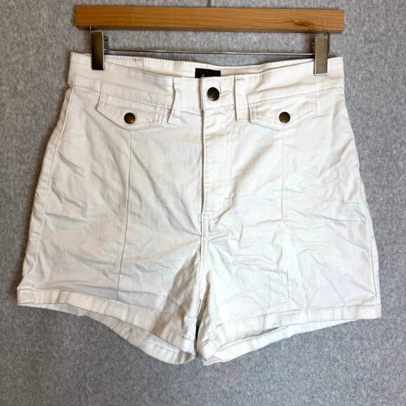 Vintage Lee High Rise White Jean Shorts Womens 28" Stretch Spring Break Summer - Picture 1 of 10
